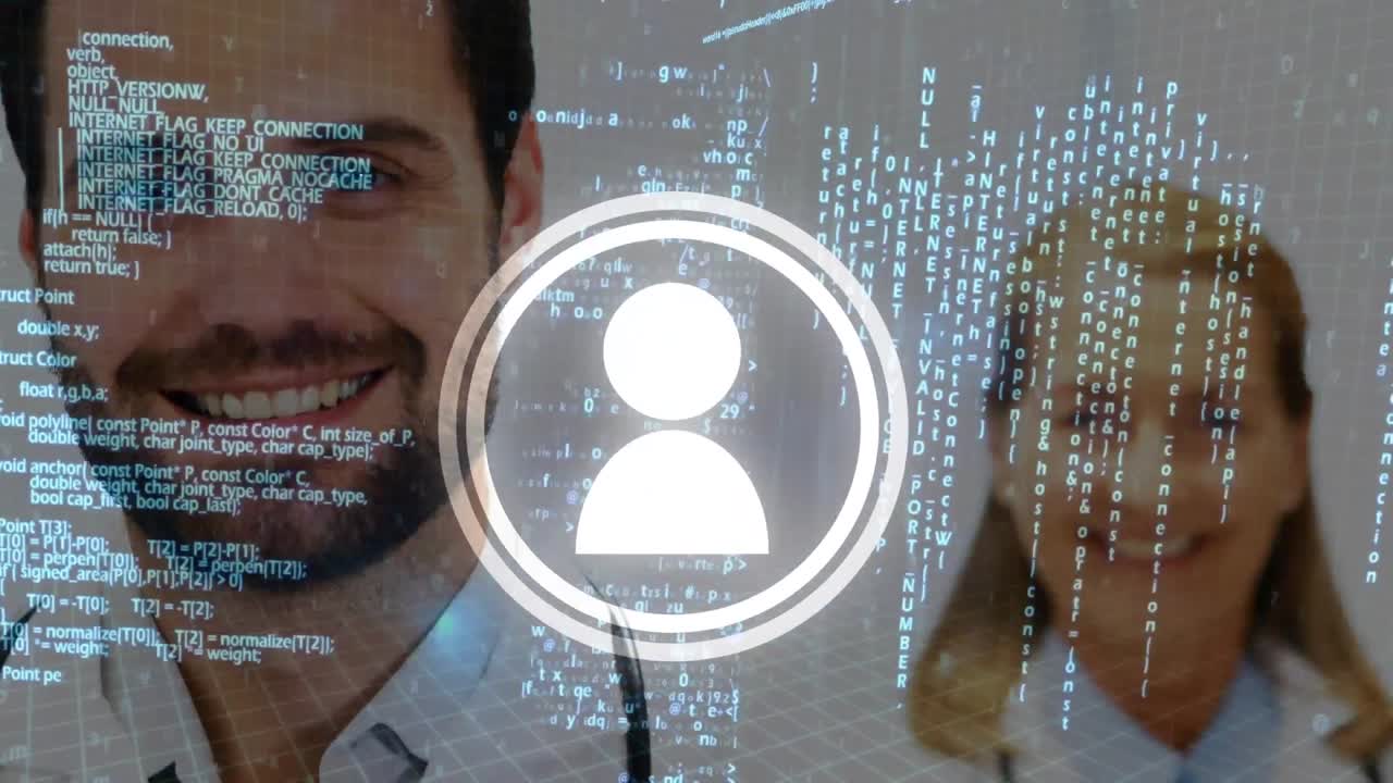 animación del procesamiento de datos sobre médicos caucásicos