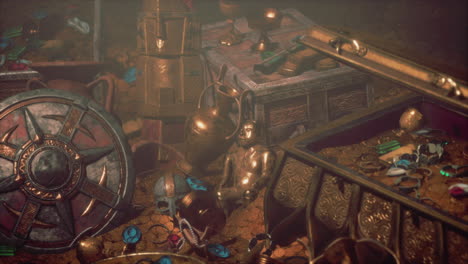 a treasure chest overflowing with gold coins, jewels, and other valuables