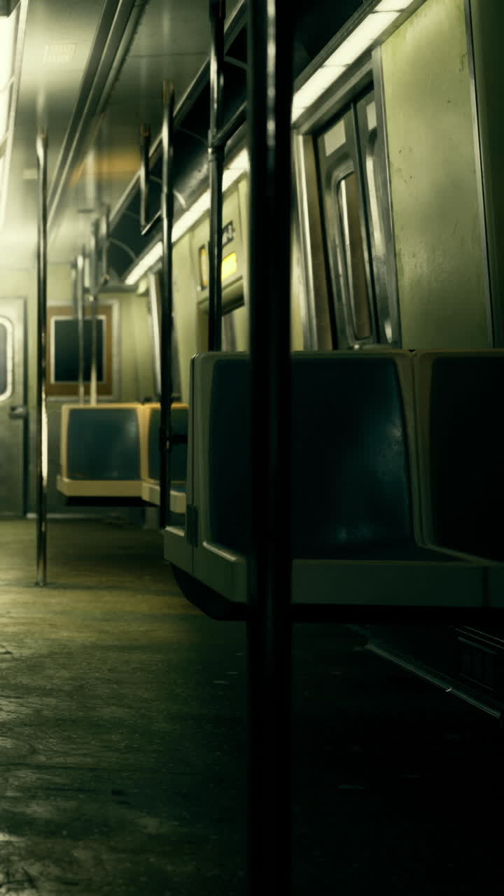 Vagone della metropolitana vuoto in una stazione sotterranea nelle prime ore del mattino