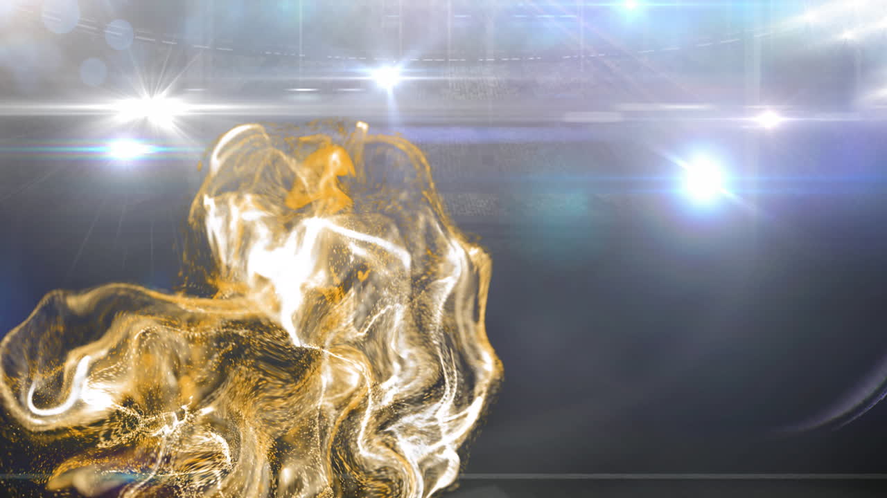 빛의 반점 위에 반 ⁇ 이는 노란색 빛의 흔적의 애니메이션