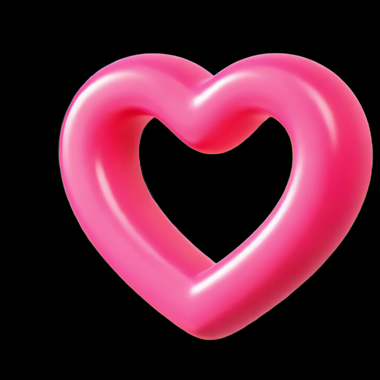 Pink 3d heart animation isolated asset, transparent 4K video, alpha channel, ProRes 4444