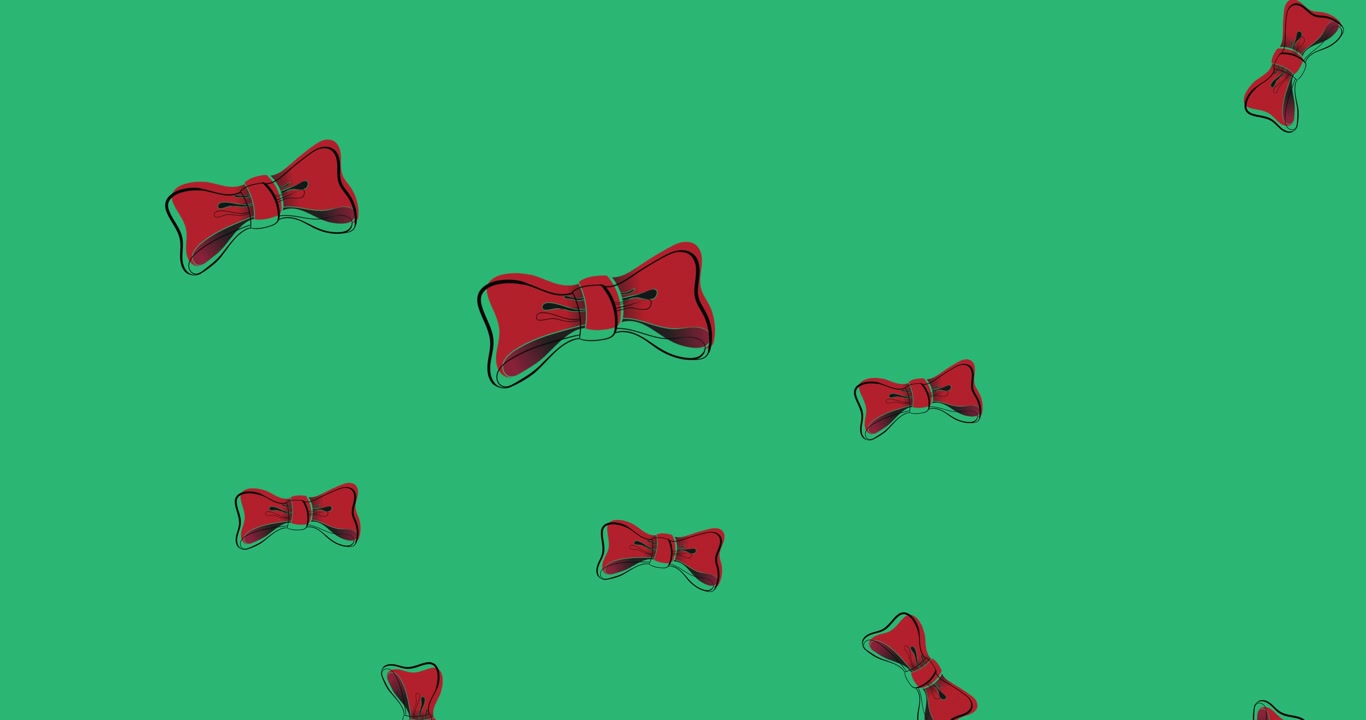 Animazione di papillon che cadono su sfondo verde