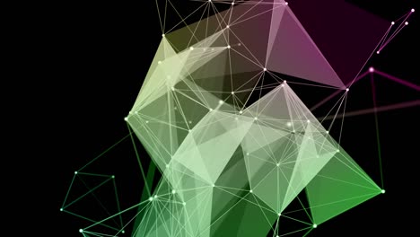 animación futurista del plexo con triángulos brillantes que cambian de color en cámara lenta, 4096x2304 bucle 4k