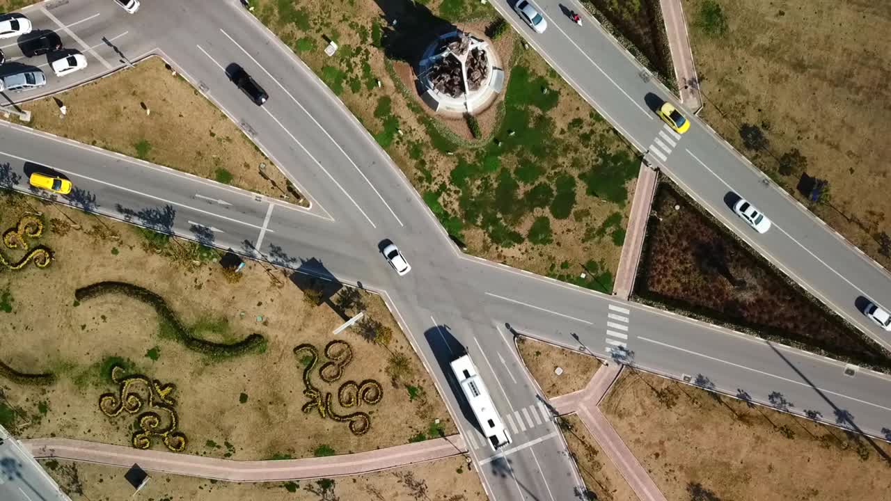 Aerial topdown view of Highway Traffic