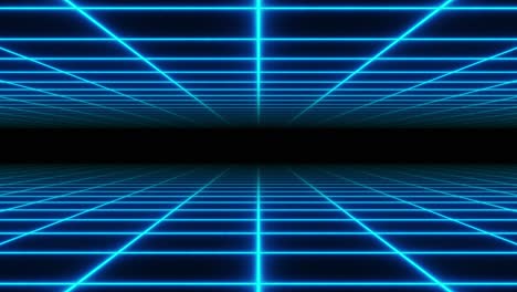 4k video animation loop. seamless loop of an endless grid corridor with glowing blue lights.