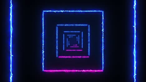 fondo abstracto con luces de reactor de arco cuadrados con líneas de luz moviéndose rápidamente. diferentes colores de fondo. túnel futurista con luces del reactor de arc. bucle sin costuras.