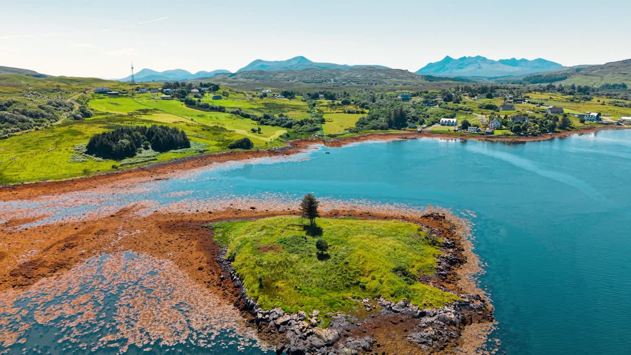 Aerial View of a Scenic Island Landscape