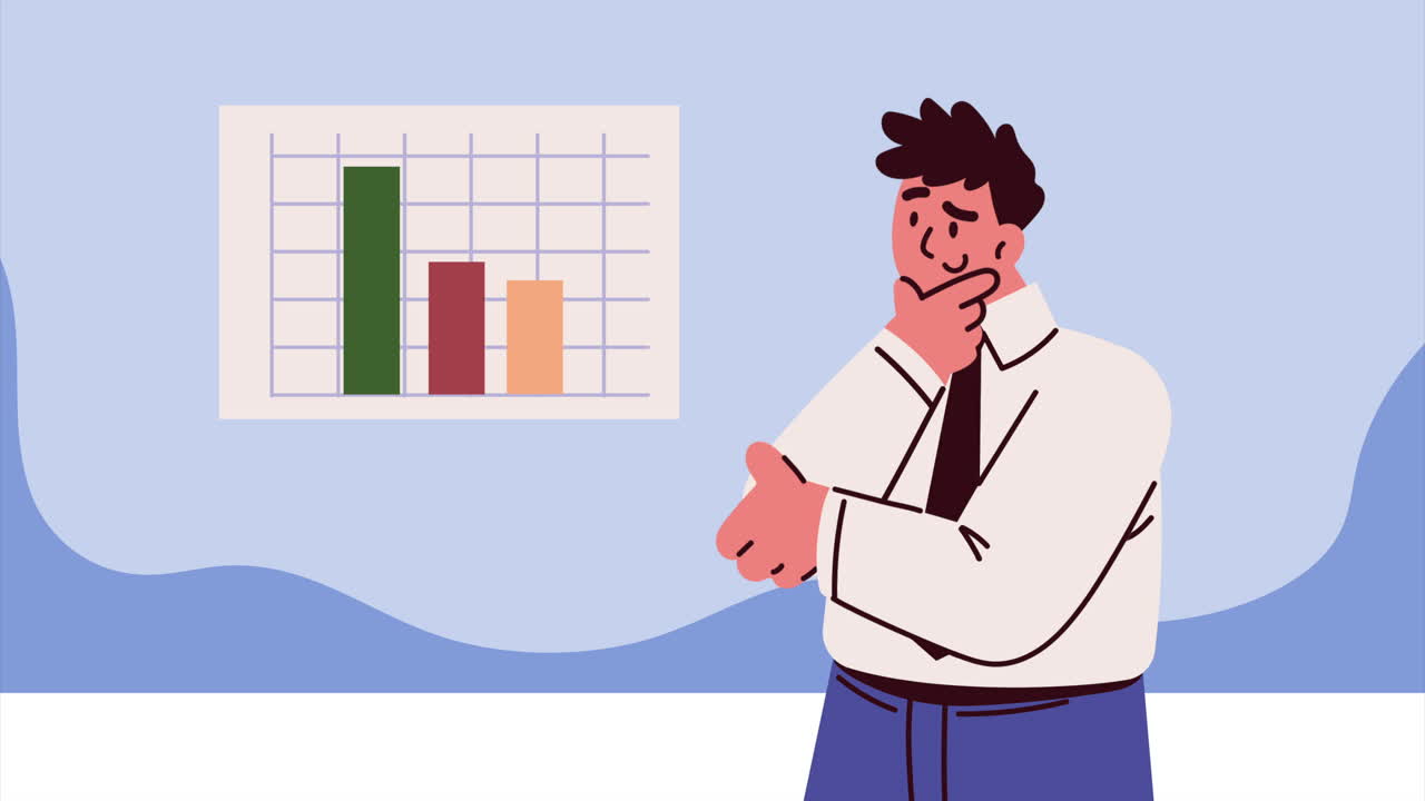 Businessman with statistics bars animation | Premium Stock Video Footage