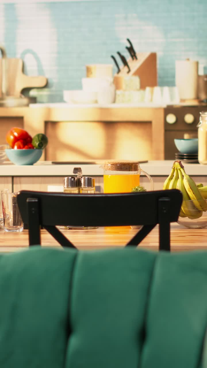 Vertical Video Bowl of fruits in modern home interior with no people showcasing living room