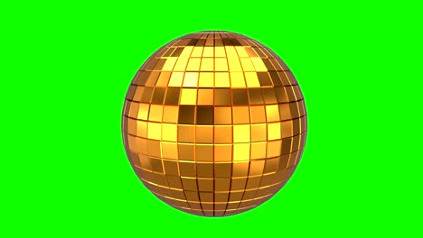 looping animation of golden disco ball rotating on white background with green screen or chroma key background. polygonal sphere 3d rendering