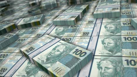 animación del bucle del paquete de billetes de dinero real brasileño
