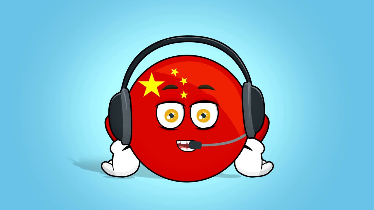 만화 아이콘 중국 발 얼굴 애니메이션으로 전화 운영자