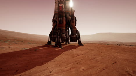 martian base exploration with a landing craft on the red planets surface