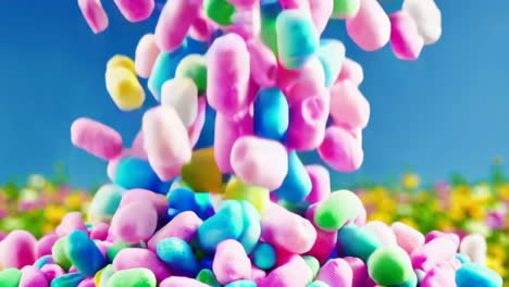 colorful marshmallows falling