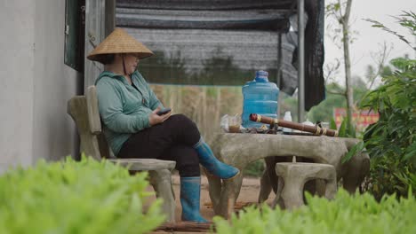 woman farmer taking a break