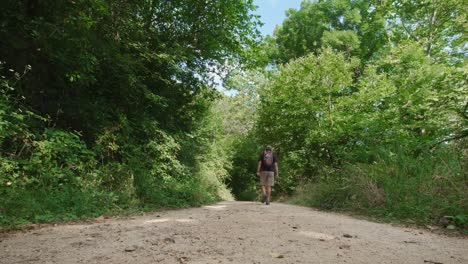 walking along nature trails near river riells in catalonia spain