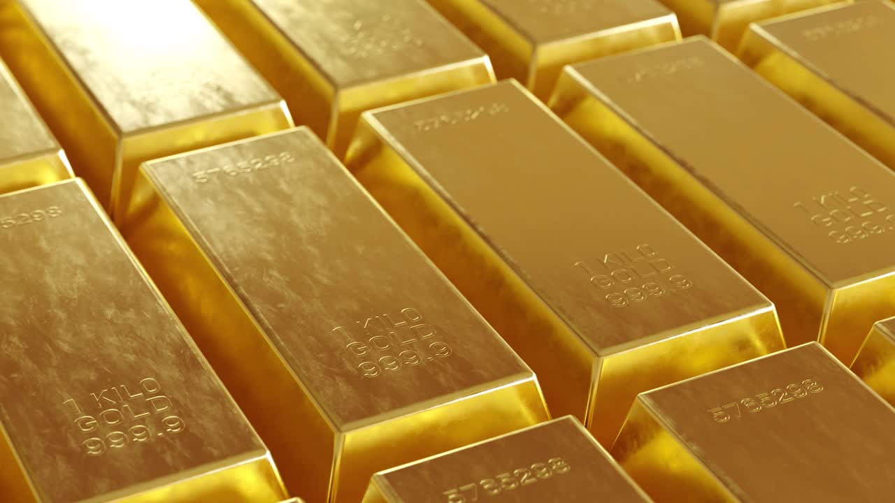 barras de oro apiladas