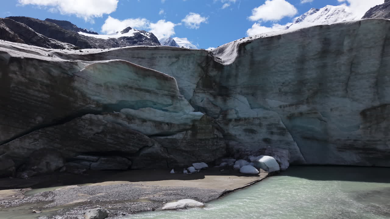 Majestic Morteratsch glacier landscape under blue sky in Switzerland