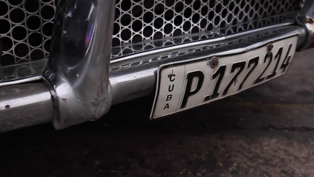 Cuban license plate on classic car