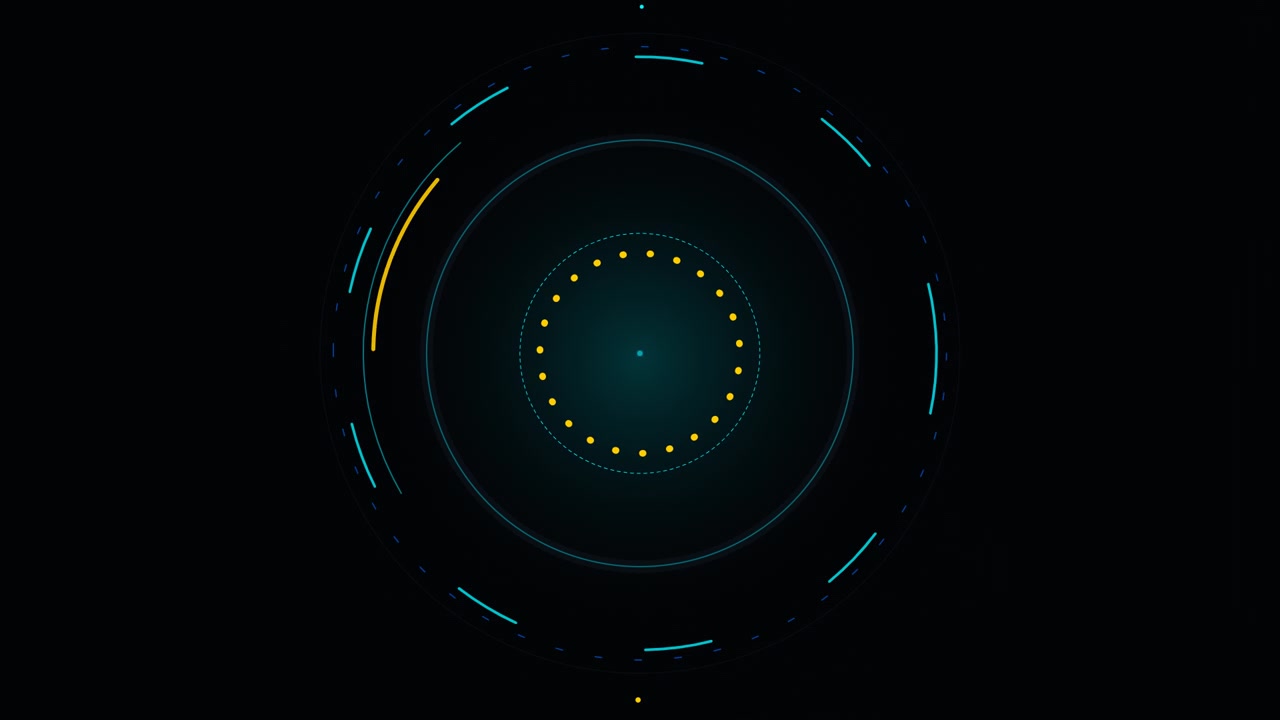 Abstract Digital HUD Interface with Rotating Circular Elements