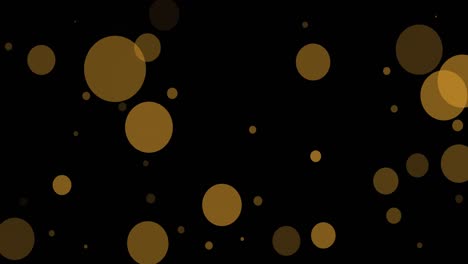 Animation-of-multiple-yellow-spots-floating-on-black-background