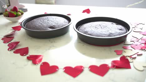 nice shot of two fresh baked chocolate cakes valentine's day cake vegan chocolate cake eggless plant based dairy free