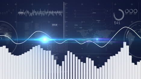 animation of financial data processing over black background