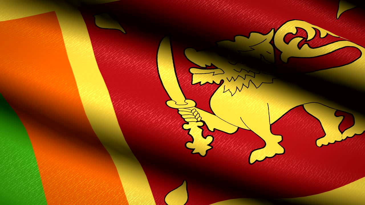 Bandiera dello Sri Lanka che sventola. Sfondo con texture tessile. Animazione in loop continuo. Schermo intero. Slow motion. Video 4K.