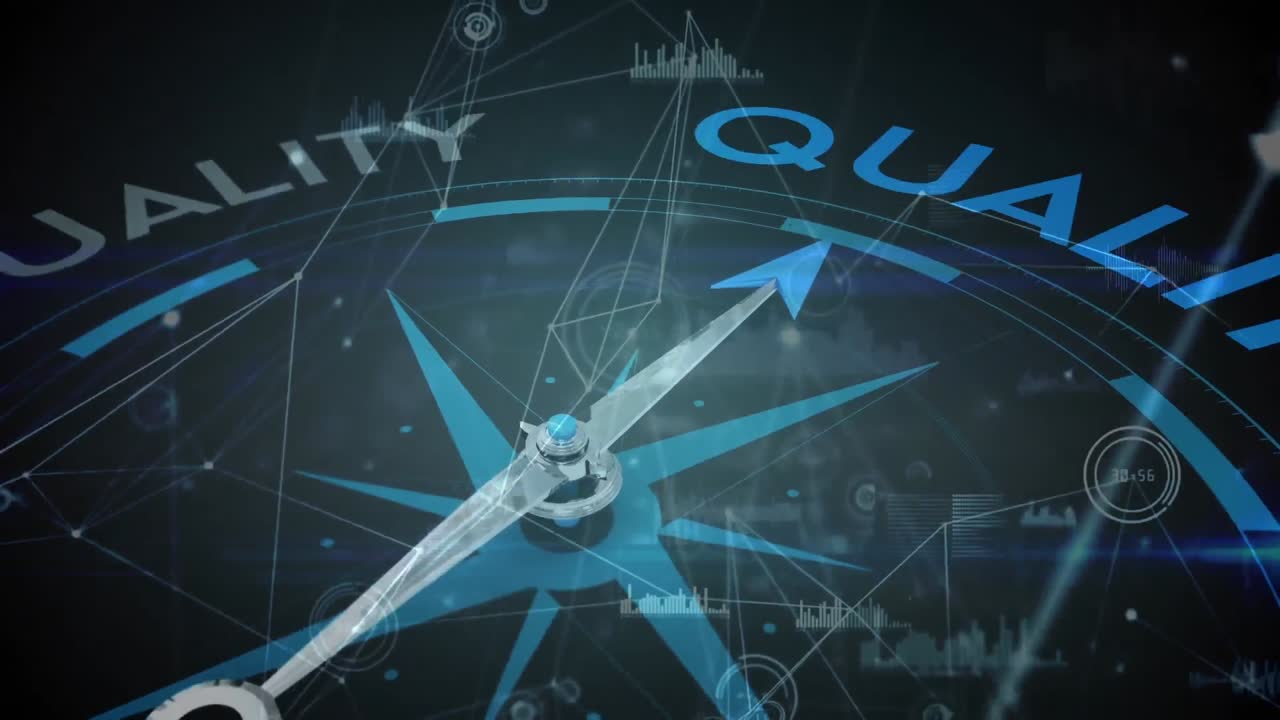 brújula de calidad sobre gráficos y gráficos.