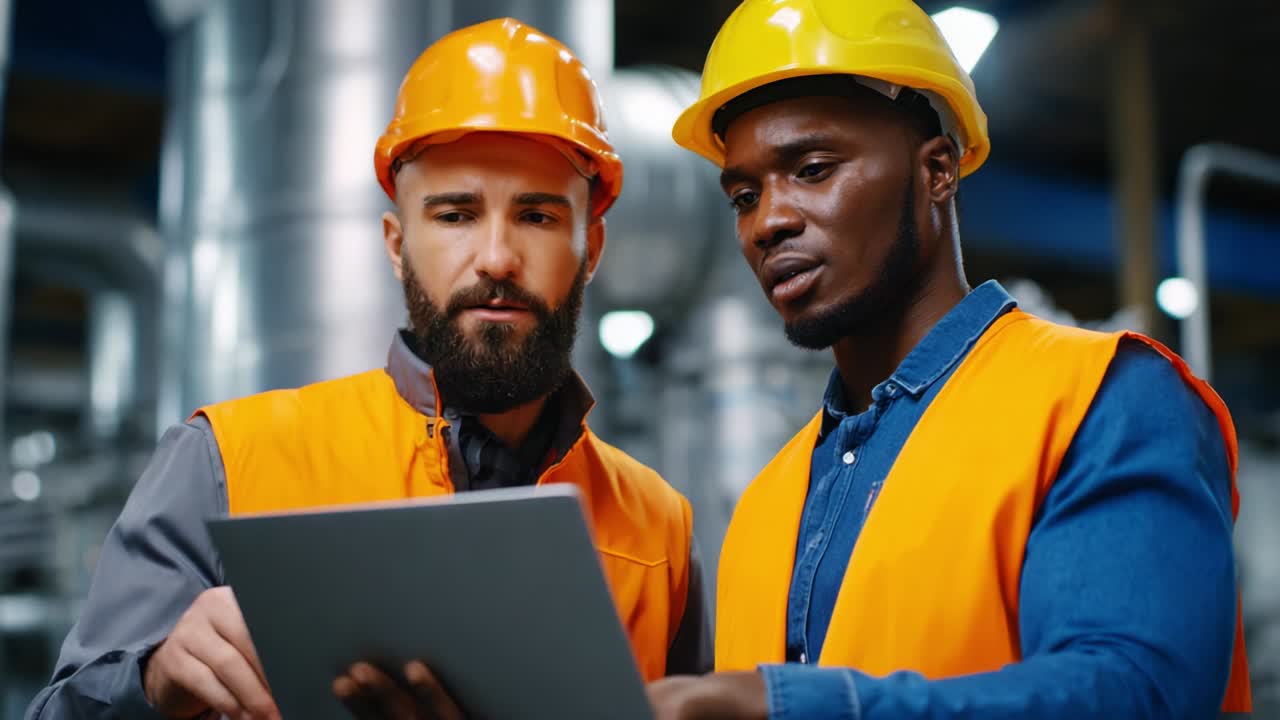 Engineers working together in an industrial setting