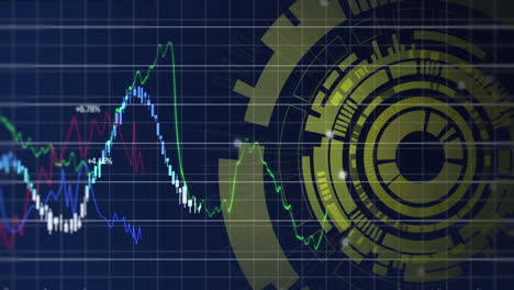 animación del procesamiento de datos sobre un fondo azul