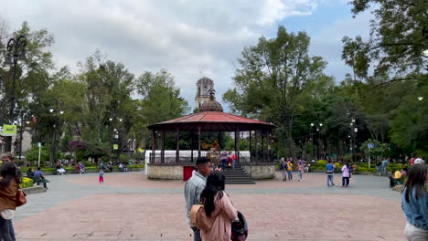 timelapse view of main kiosco in downtown coyoacan