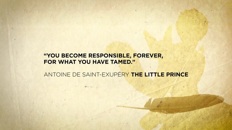 Animated quote from Antoine de Saint-Exupéry The Little Prince You become responsible forever for what you’ve tamed