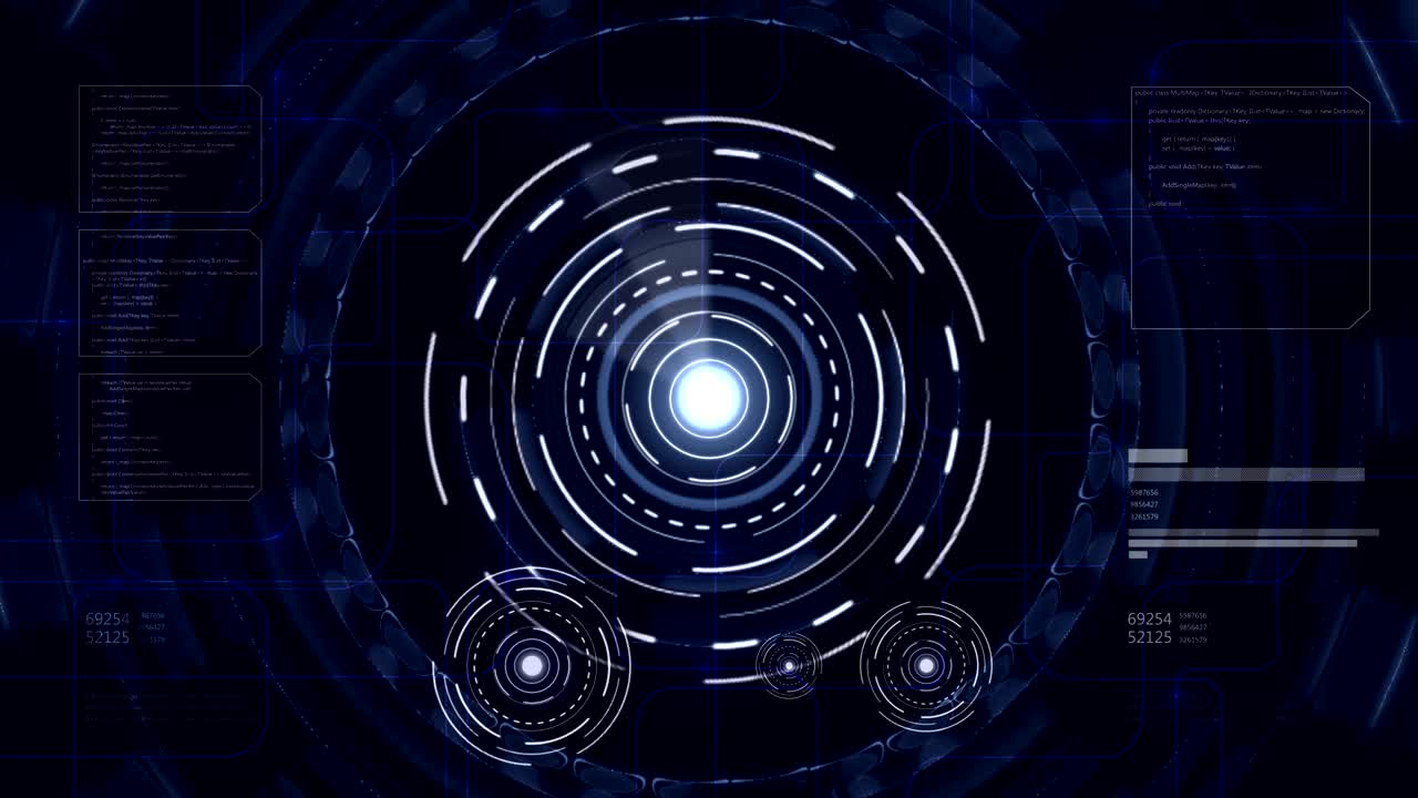 una pantalla azul futurista hacia arriba.