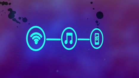 animation of connections with digital icons on blue background