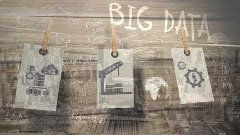 animación de texto de big data en todo el mundo con procesamiento de datos