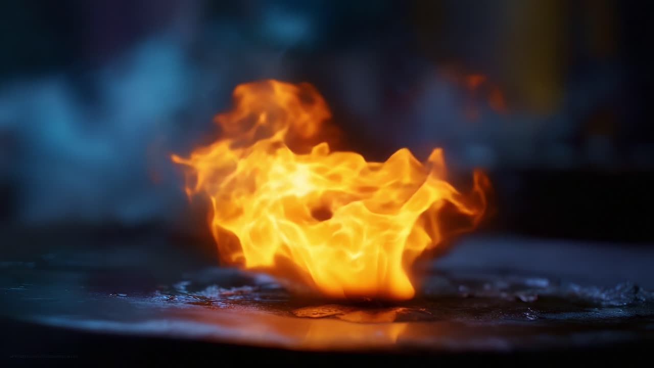 An Enigmatic Dance of Flames: Captivating Fire and Its Fluid Motion Captured in Stunning Detail Across Two Distinct Frames of a Mesmerizing Video Sequence