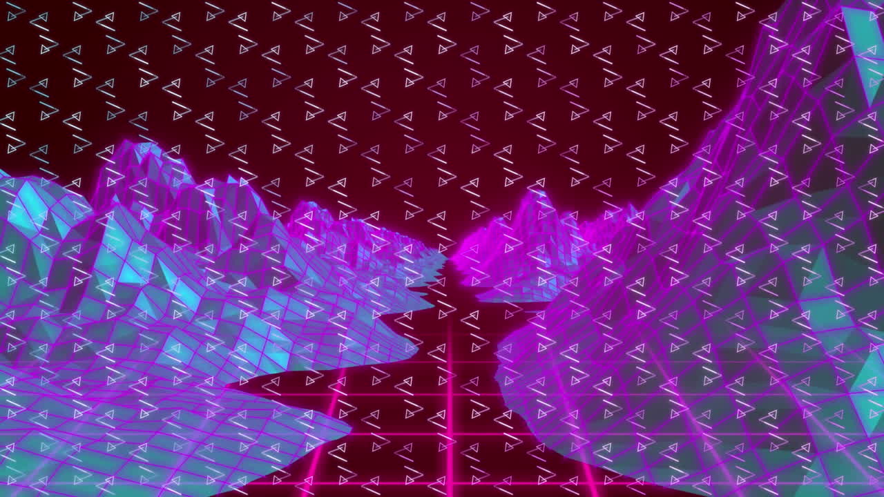 animación de formas en movimiento paisaje digital colorido en movimiento cuadrícula colorida