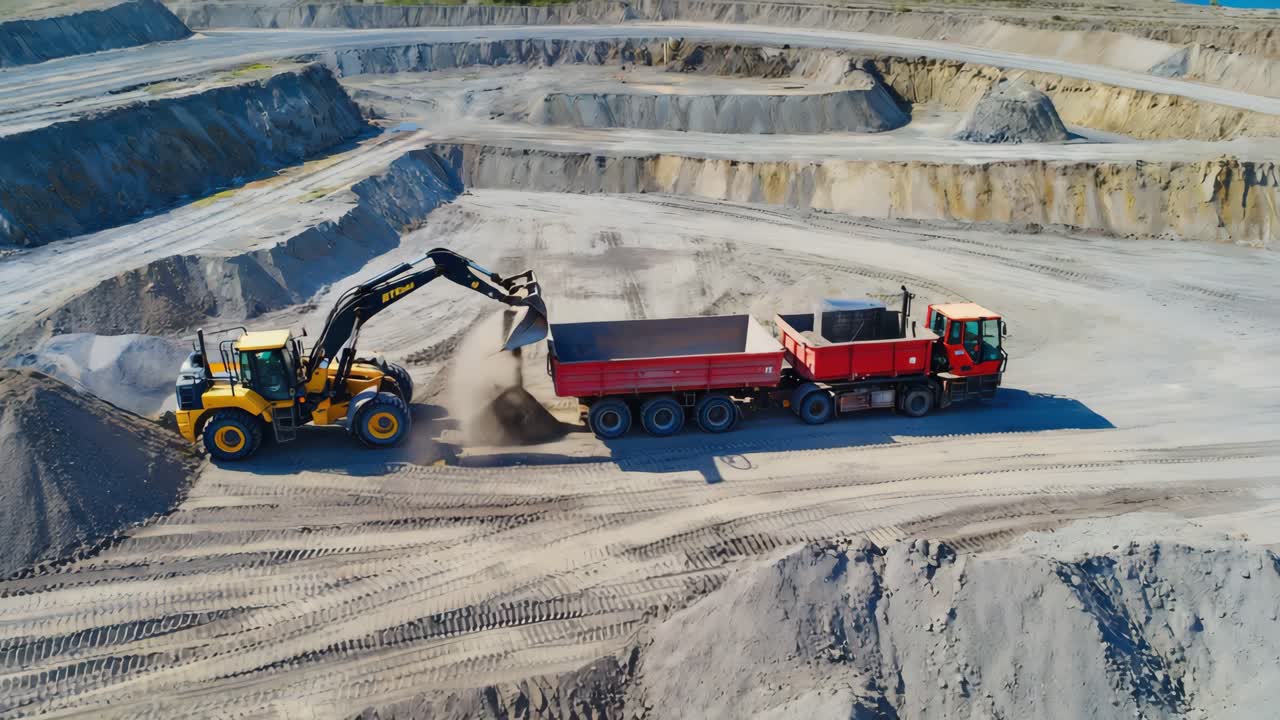 Excavator Loading Dump Truck in a Mine