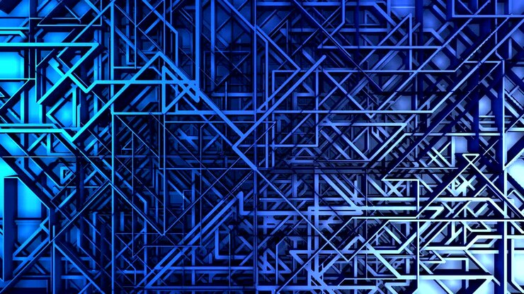 Abstract grid construction light motion video background