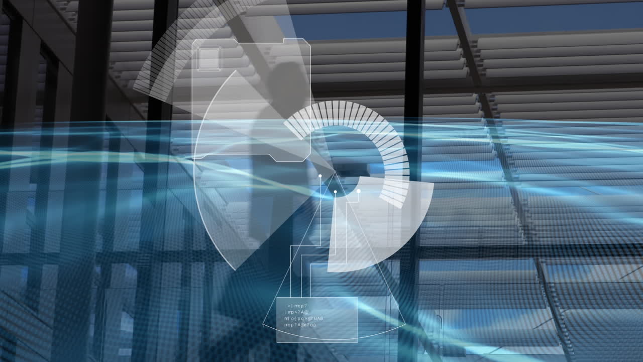 걸어다니는 사업가들 위에서 금융 데이터 처리의 애니메이션