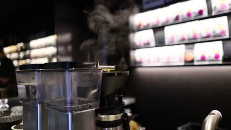 coffee machine brewing with steam in melbourne cafe