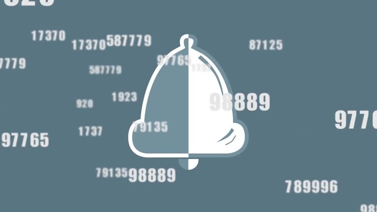 Animation of data processing over bell on grey background