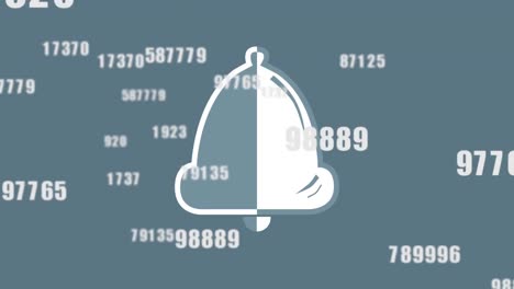 animation of data processing over bell on grey background