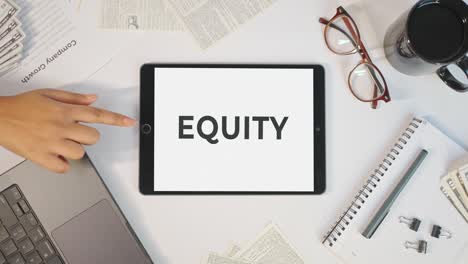 equity displaying on a tablet screen