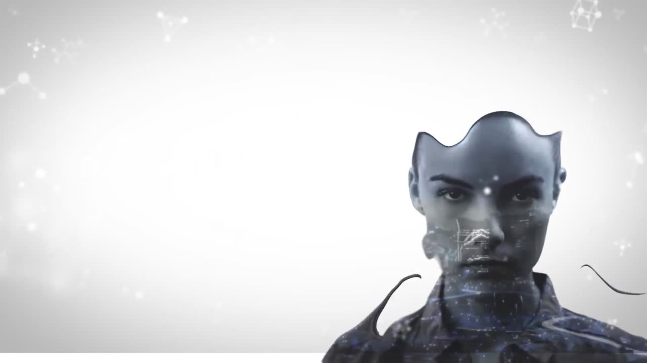 effetto liquido su una donna contro le strutture molecolari che galleggiano su uno sfondo grigio