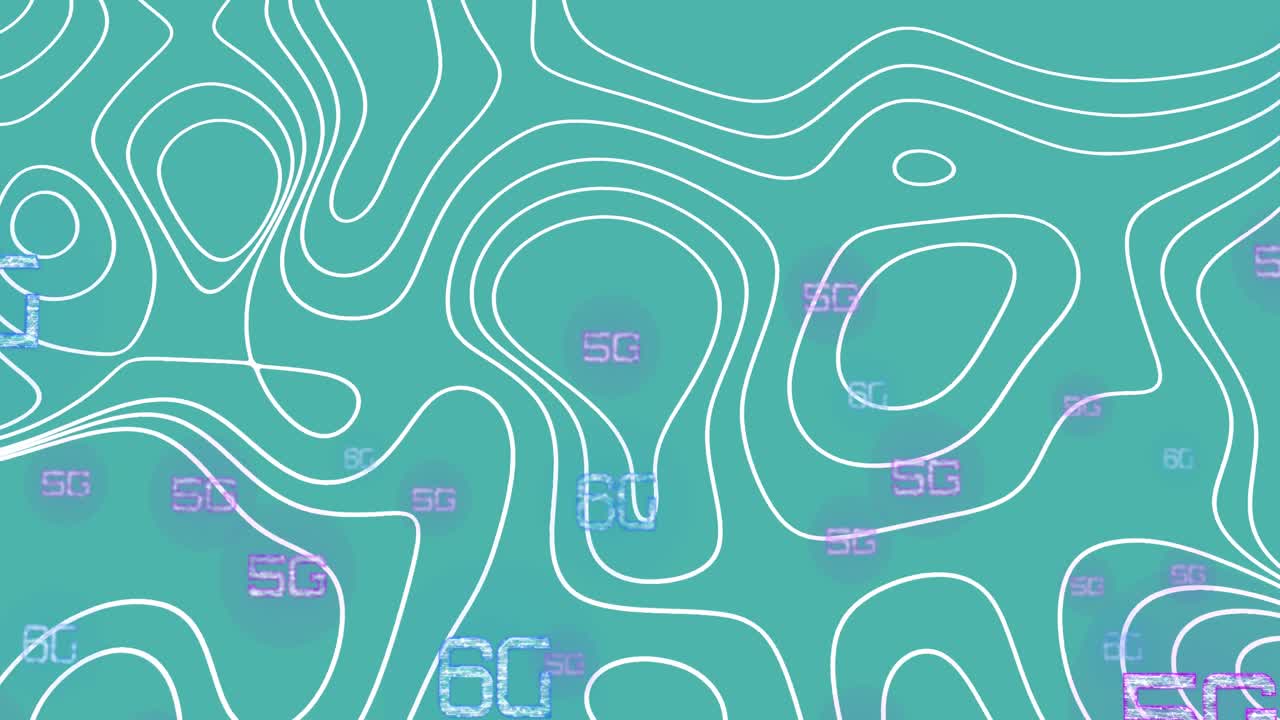 animación de 6g sobre fondo verde con isohypses