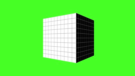 cubo 3d girando en el medio de la pantalla con fondo de pantalla verde 4k