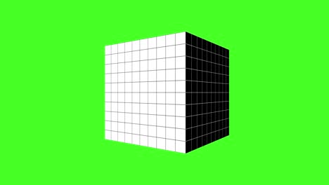 3d cube rotating in the middle of screen with green screen background 4k