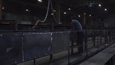 metal structure assembly in factory